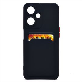 Чехол для Oppo A59 силиконовый с картхолдером №9 <черный>