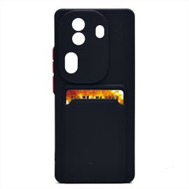 Чехол для Oppo Reno 11 Pro силиконовый с картхолдером №9 <черный>