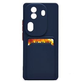 Чехол для Oppo Reno 11 Pro силиконовый с картхолдером №9 <темно-синий>