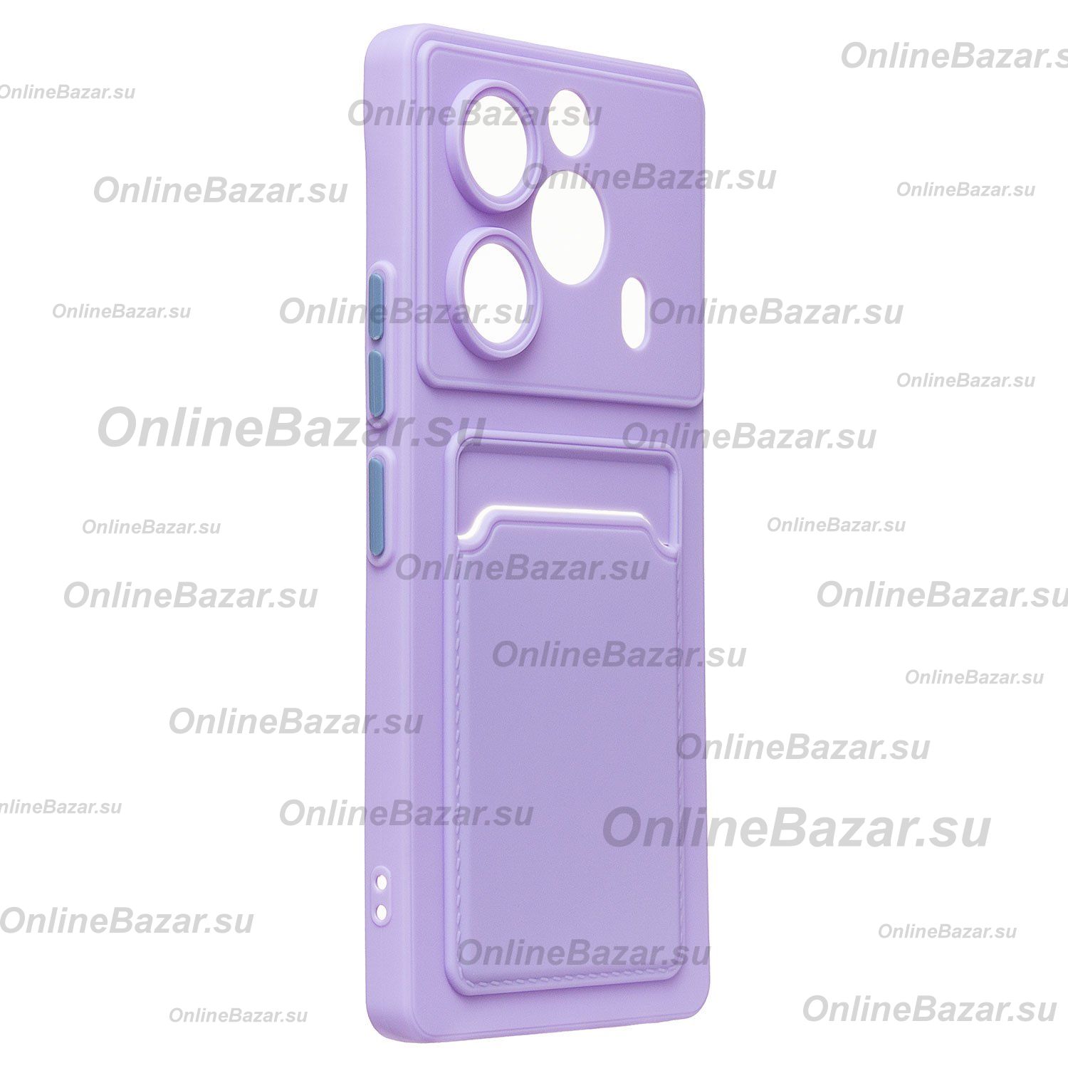 Чехол для Tecno Pova 6 (LI7) силиконовый с картхолдером №9 <светло-фиолетовый> ― Nsk.OnlineBazar.su