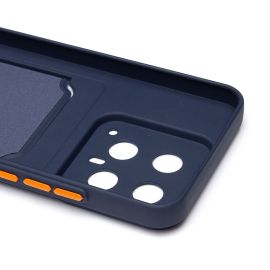 Чехол для Xiaomi 14 силиконовый с картхолдером №9 <темно-синий>
