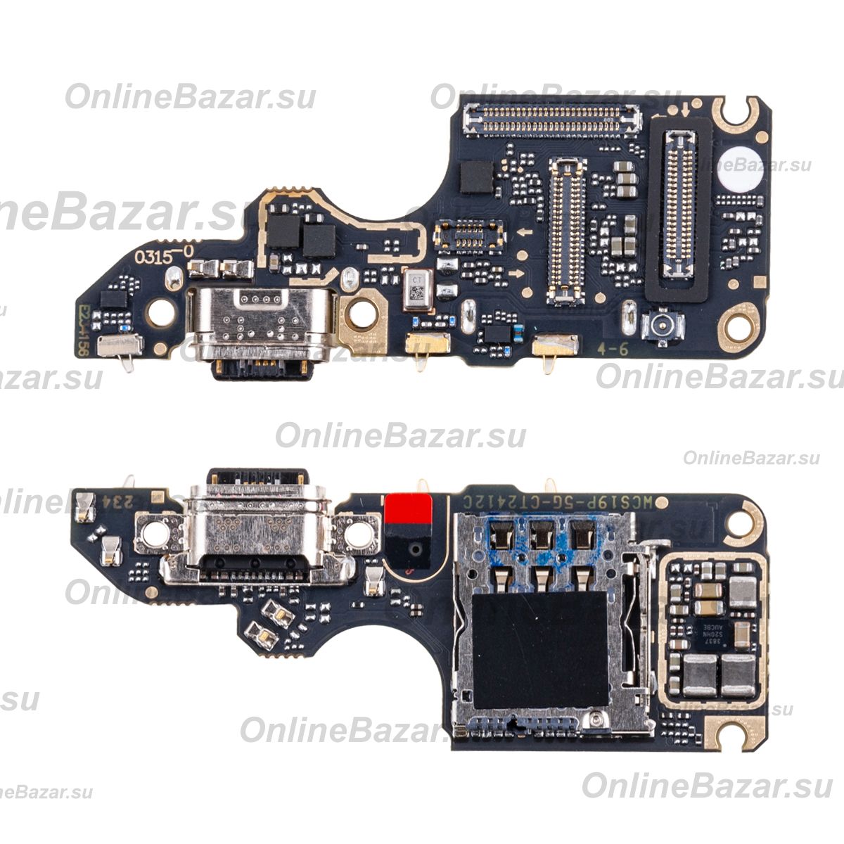 Плата нижняя для Vivo V40 (V2348) на системный разъем, разъем Sim-карты и микрофон (оригинал) ― Nsk.OnlineBazar.su