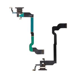 Шлейф для Apple iPhone X на системный разъем и микрофон <черный> (оригинал)