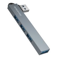 USB HUB Borofone FH1 (3 USB 2.0+1 USB 3.0) <серый> ― Nsk.OnlineBazar.su