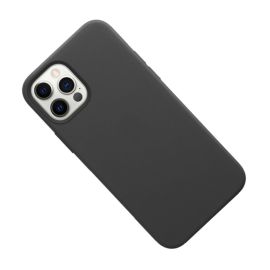Чехол для Apple iPhone 12 Leather MagSafe <черный> (премиум)
