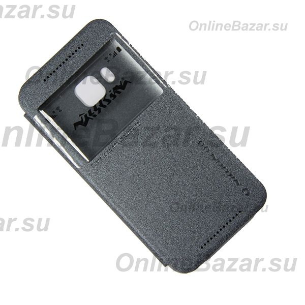 Чехол для HTC One M9 Plus флип боковой пластик-кожзам с окошком Nillkin Sparkle <черный> ― Nsk.OnlineBazar.su