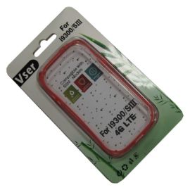 Чехол для Samsung i9305 (Galaxy SIII 4G) бампер пластиковый Vser <красно-прозрачный>