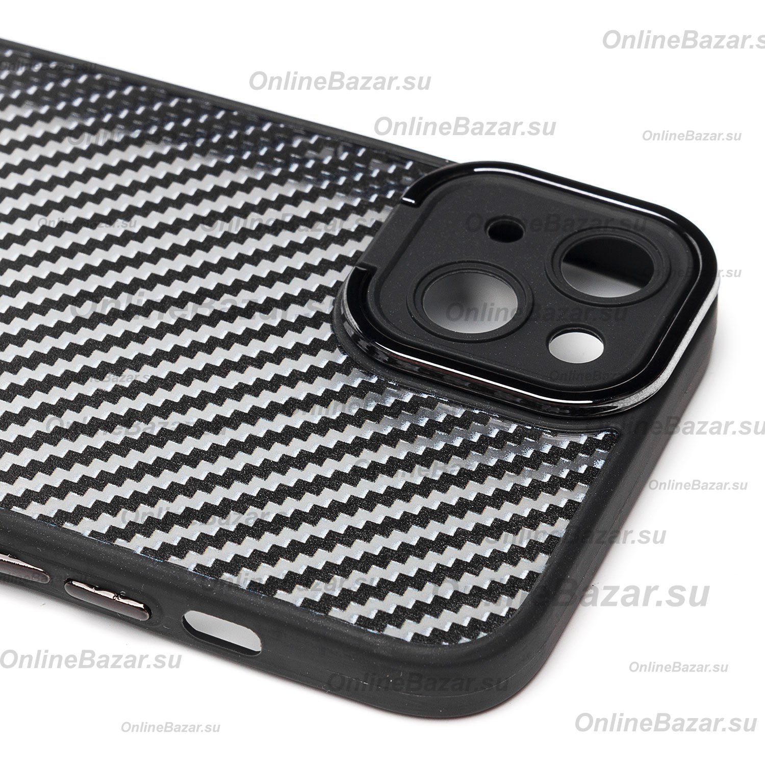 Чехол для Apple iPhone 14 Plus пластиковый вставка под карбон <черный> ― Nsk.OnlineBazar.su