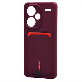 Чехол для Xiaomi 23090RA98C силиконовый с картхолдером №4 <бордовый>