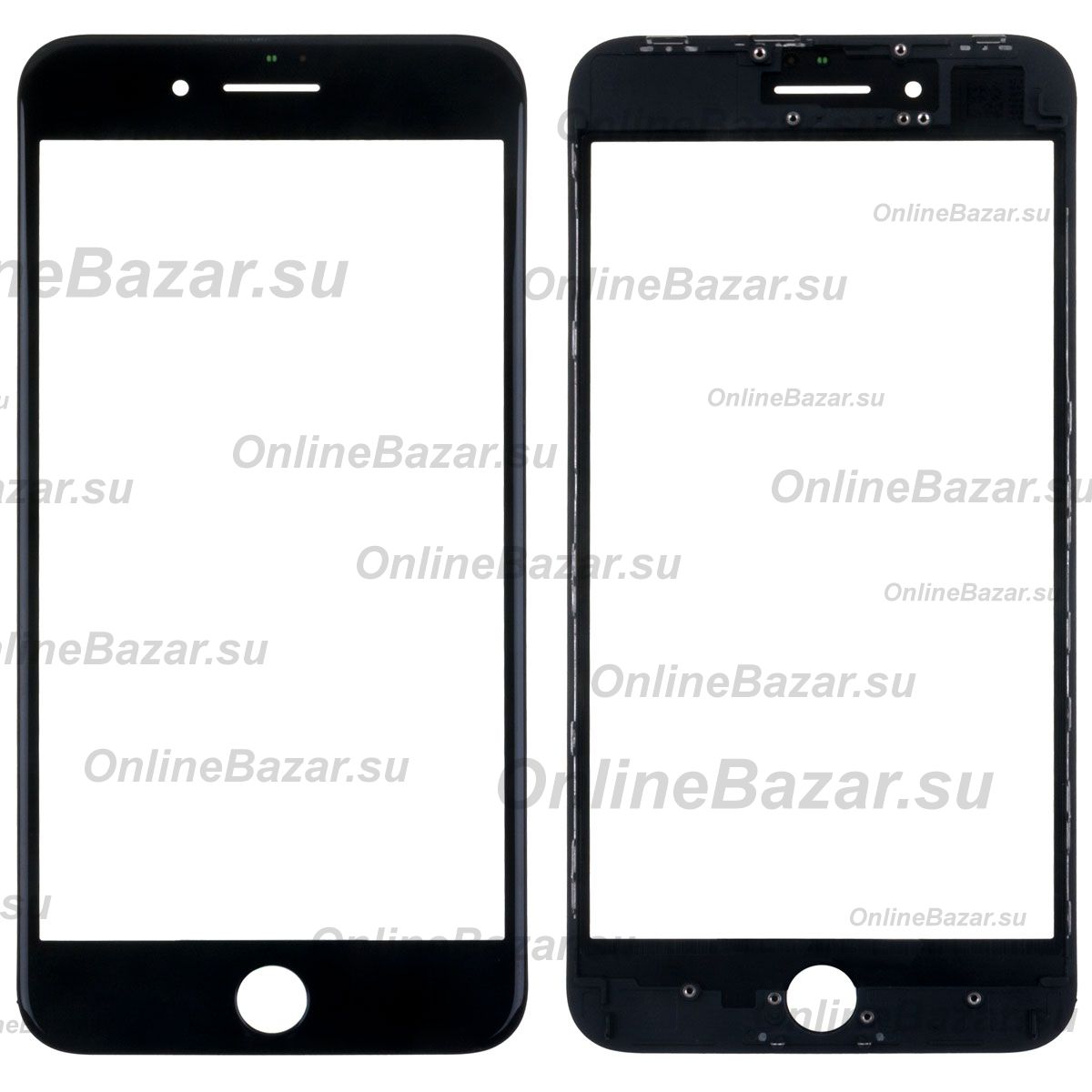 Стекло для Apple iPhone 8 Plus в сборе с рамкой и OCA пленкой <черный> ― Nsk.OnlineBazar.su