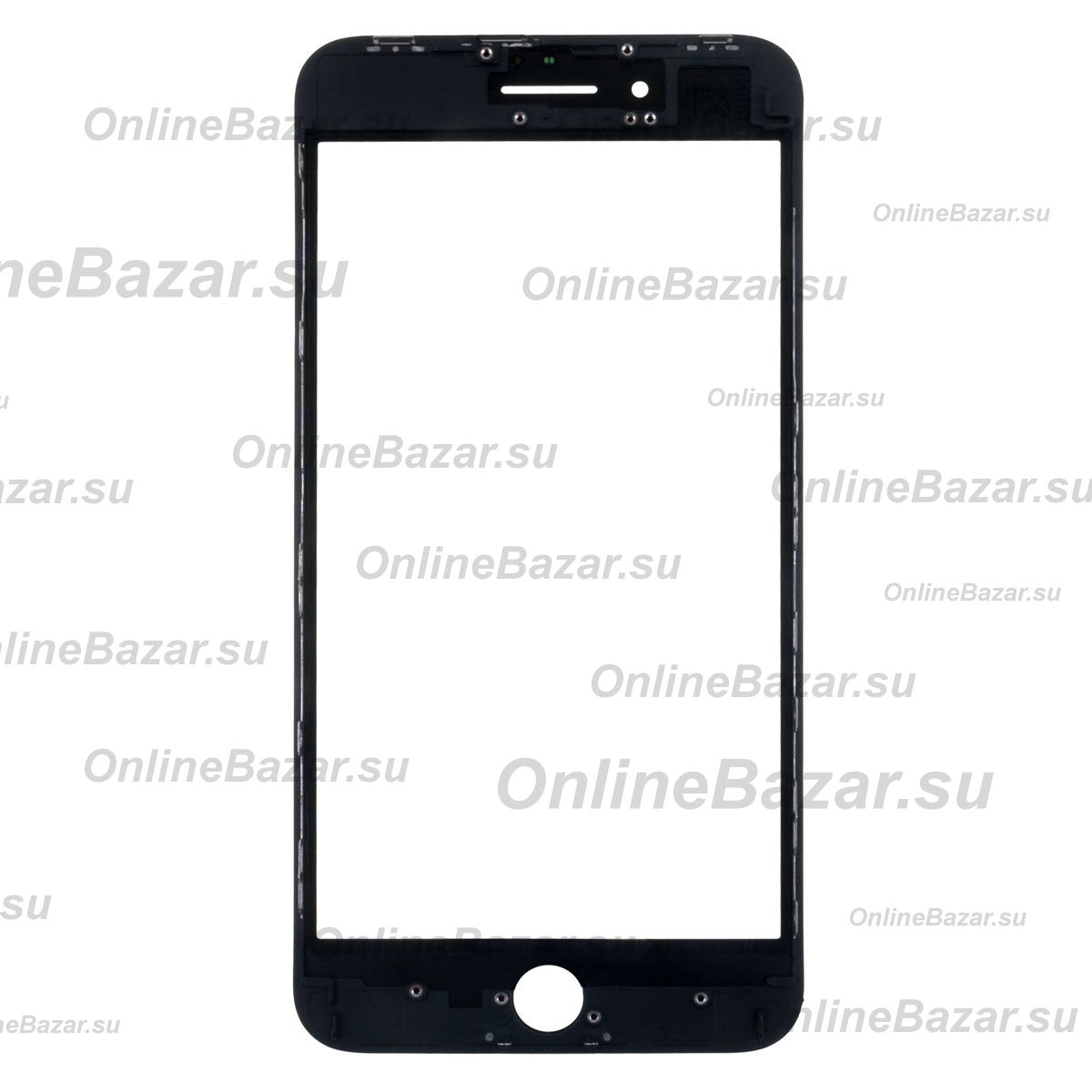 Стекло для Apple iPhone 8 Plus в сборе с рамкой и OCA пленкой <черный> ― Nsk.OnlineBazar.su