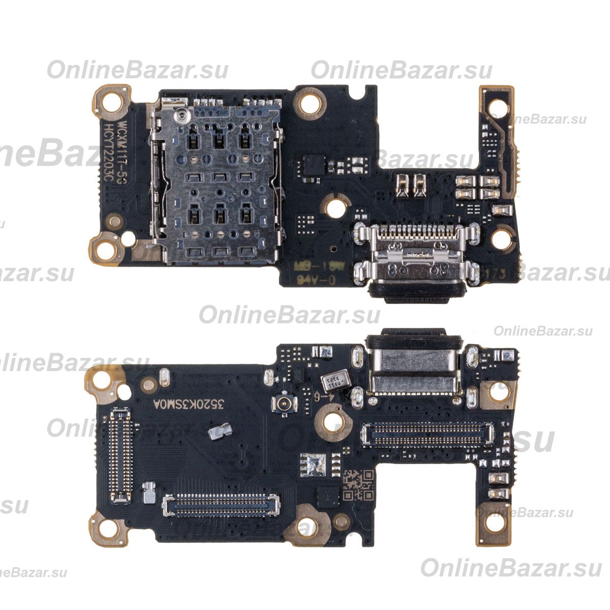 Плата нижняя для Xiaomi 11T на системный разъем, разъем Sim-карты и микрофон ― Nsk.OnlineBazar.su